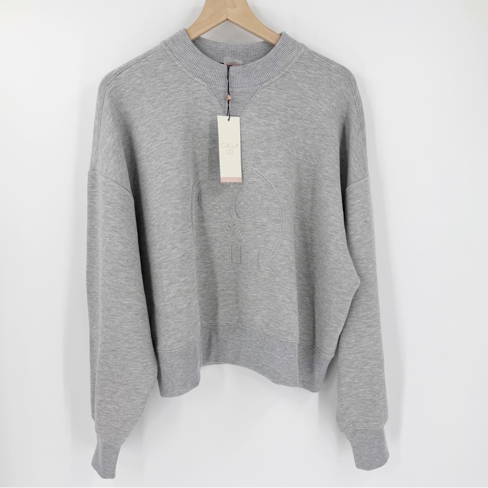 NWT Calia Carrie Underwood Pique Scuba Crewneck Sweatshirt Gray Tennis M